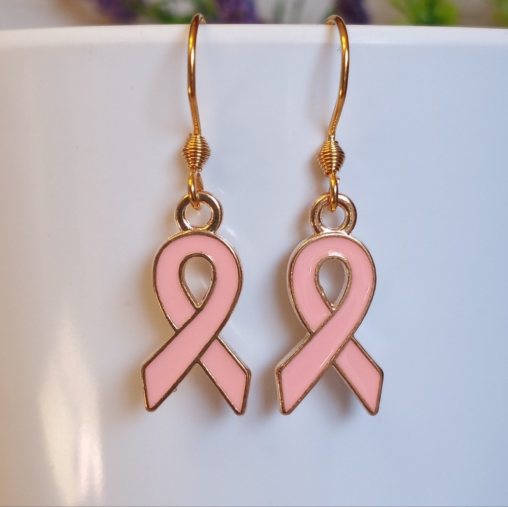 Breast Cancer Awareness Ribbon Earrings